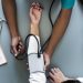 Nurse measuring patient blood pressure
