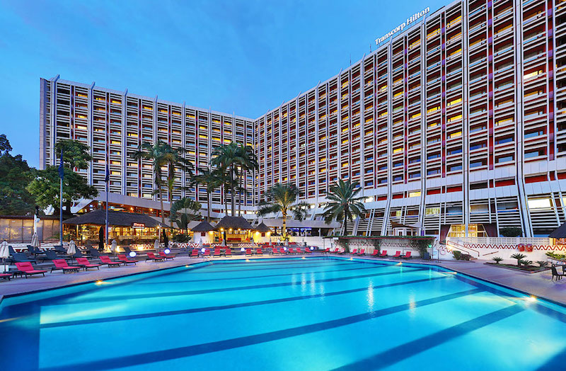 Pool side view of transcorp hilton
